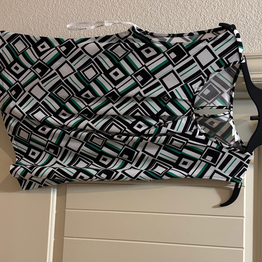 Calvin Klein Geometric Black and Green Top